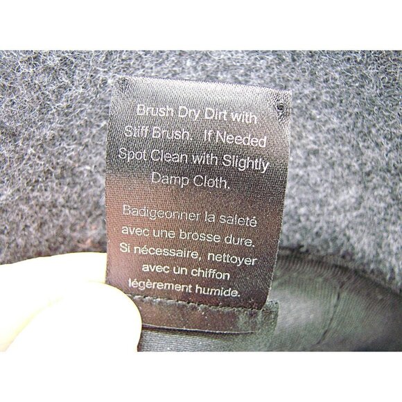 PHENIX Womens Wide Brim Floppy Hat Gray Wool Leather Trim One Size Event Church - Picture 10 of 12